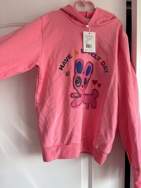 Lola + The Boys Bright Pink "Have a Lovely Day" Hooded Sweatshirt